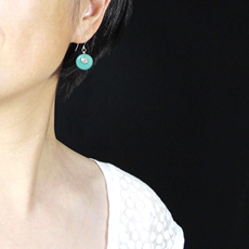 Серьги 素元 精致绿松石耳环女s990银防过敏 原创个性手工首饰订制店铺
