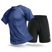 Thể thao phù hợp với nam giới chạy mùa hè quần áo tập thể dục nhanh chóng làm khô thoáng khí không tay vest quần short phù hợp với chạy quần áo bóng rổ