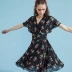 Đầm voan nữ của métbonwe Áo dài nữ 2019 Mùa hè mới chính thức Cửa hàng trực tuyến Váy cổ chữ V - Váy eo cao đầm body nhún eo Váy eo cao