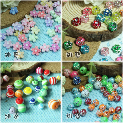 taobao agent Doll with beads, acrylic beads, handmade, flowered, 6-10mm, 30 pieces