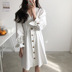 Hàn Quốc ins superfire retro cổ điển đơn ngực v- đầu quan hệ ren cung đầm eo trắng váy váy đầm