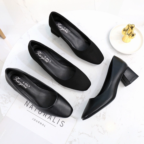 Черная обувь, летняя униформа медсестры, классический костюм, туфли