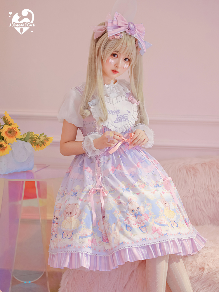 Ballet Doll【 goods in stock 】 Original design lolita Ballet doll jsk Pink Bear lovely Lolita Thread ball cat