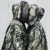 MAMC 17FW cổ áo lông thú lớn chi nhánh ngụy trang mực khắc nam giới và phụ nữ với cùng một vài bông quần áo hip hop phong cách leo núi khắc