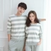 Mùa xuân và mùa thu Cặp đôi Đồ ngủ Nam và Nữ Quần dài sọc cotton Hàn Quốc Quần dài mỏng Dịch vụ tại nhà đồ bộ mặc nhà cao cấp hàn quốc Cặp đôi