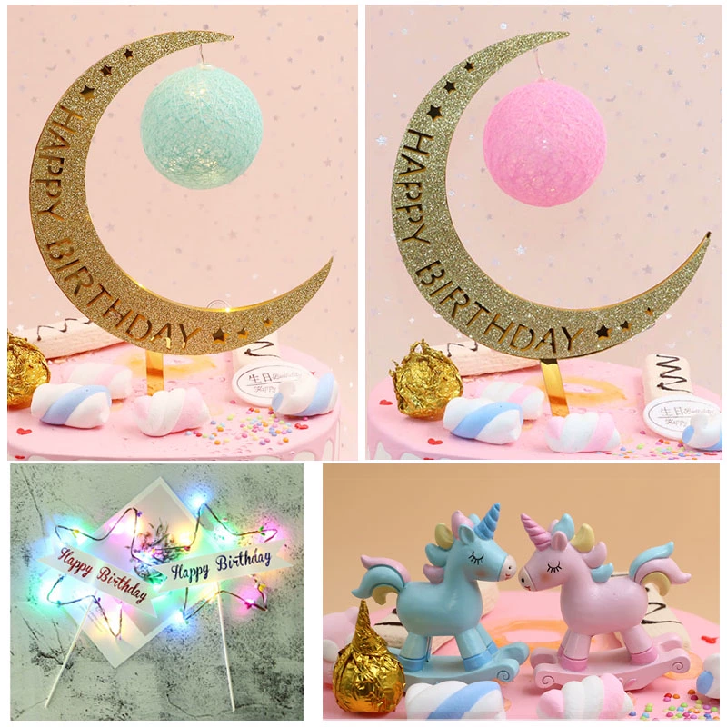 Starry sky moon light cake trang trí bánh trang trí cờ trang trí đẹp bánh bố trí trang trí bánh sinh nhật - Trang trí nội thất