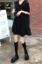 Mùa hè mới 2020 phiên bản Hàn Quốc của váy ngắn tay xù lông nữ mỏng màu đen lỏng lẻo - Cộng với kích thước quần áo