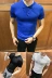 Của nam giới Màu Rắn Ngắn Tay Áo Knit Polo Áo Slim Ve Áo Ice Silk Nhà Tạo Mẫu Tóc Tinh Thần Hàn Quốc T-Shirt Số