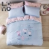 LOVO Carolina dệt bông trẻ em mảnh giường cartoon lanh chăn bông denim nam và nữ - Bộ đồ giường bốn mảnh chăn ga cao cấp Bộ đồ giường bốn mảnh