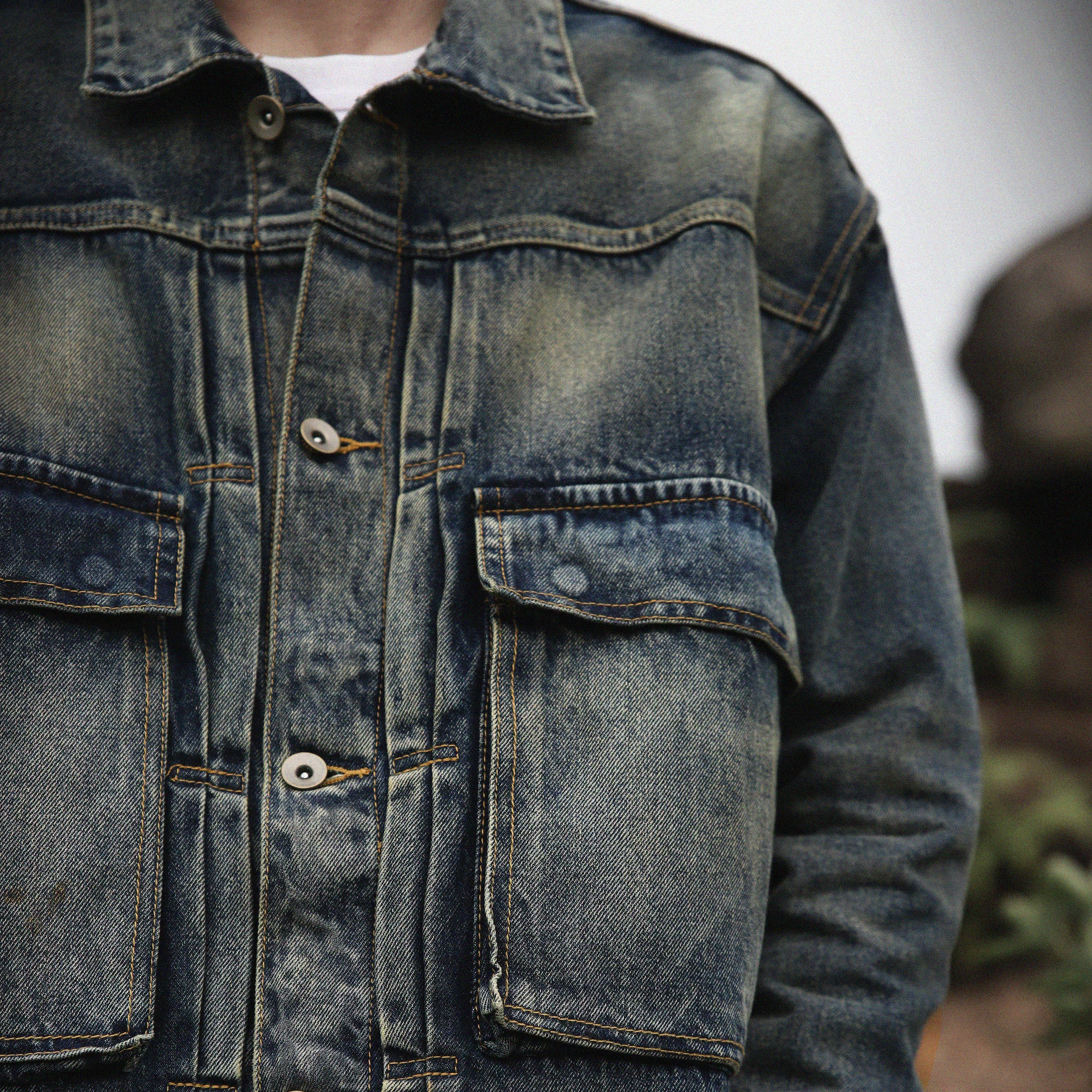 NGOARMY 19AW Nissan fabric heavy cowei denim jacket rust is old retro versatile Yu Wenle