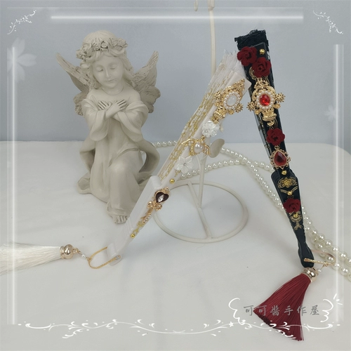 Оригинальный древний стиль Palace Hot Gold Fan Fan Cool Lolita Found Fan Fan Baroque Rose Elegant Cla великолепная кисточка
