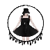 Gốc tối punk chic quảng trường cổ áo váy đen Seiko đa-porosity eo nhạc strap đen dress