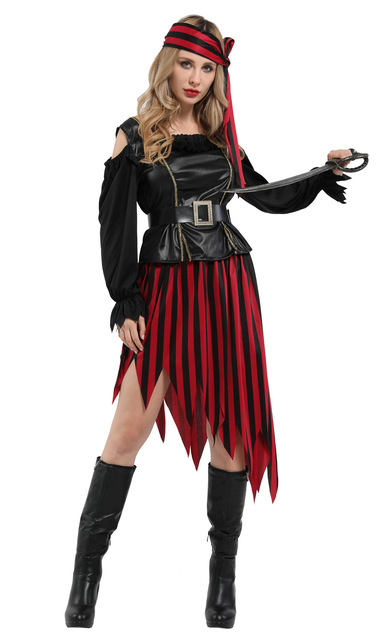 16 Adult Pirate SuitsCOS Halloween bar stage party party adult children female Caribbean a pirate boat longuette Dress up clothing