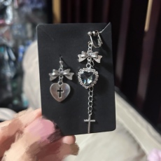 jk制服加工定制 【现货】地雷系水钻链条耳饰