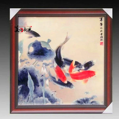Специальное предложение Jingdezhen Ceramic Hanging Foarfain Plate Prainting Red Carp Modern Китайская гостиная декоративная картина роспись с твердым деревом рамки