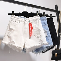 Quần lọt khe lưng cao quần lửng denim quần lửng nữ quần lửng ống rộng mùa hè thời trang mới in quần ống rộng - Quần jean quần jean lửng nữ