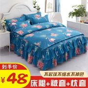 Khăn trải giường kiểu giường cotton cũ thô vải giường loại bốn mảnh đặt 1,5 m 1,8m giường trải giường đặt bông - Váy Petti