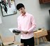 Mùa thu màu rắn nam dài tay áo Hàn Quốc kinh doanh bình thường chuyên nghiệp ăn mặc áo sơ mi trắng inch phù rể quần áo nam quần áo áo sơ mi hồng nam Áo
