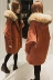Chic mùa đông vải to sợi áo khoác nữ phần dài bông phù hợp với lớn cổ áo lông thú sinh viên lỏng Hàn Quốc dày độn coat hood