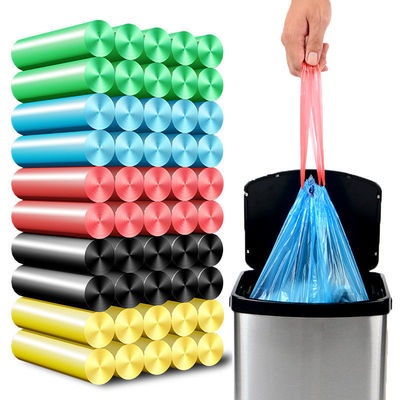 150只抽绳垃圾袋家用加厚背心手提式大号一次性黑色彩色塑料袋