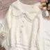 Hàn Quốc chic ngọt ngào công nghiệp nặng tua ngọc trai búp bê cứu trợ tuổi lớn ve áo dệt kim áo len Hàn Quốc áo len nữ - Vòng cổ áo len Vòng cổ áo len