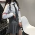 Nữ sinh jk đồng phục đại học gió ba mảnh phù hợp với đồng phục học sinh Anh Nhật Bản Hồng Kông áo sơ mi nhỏ phù hợp với váy xếp li - Bộ đồ Bộ đồ