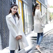 Áo khoác nhung vàng mùa thu và mùa đông nữ dài 2018 nữ phiên bản mới của Hàn Quốc áo len nhung nước mùa đông - Trung bình và dài Coat