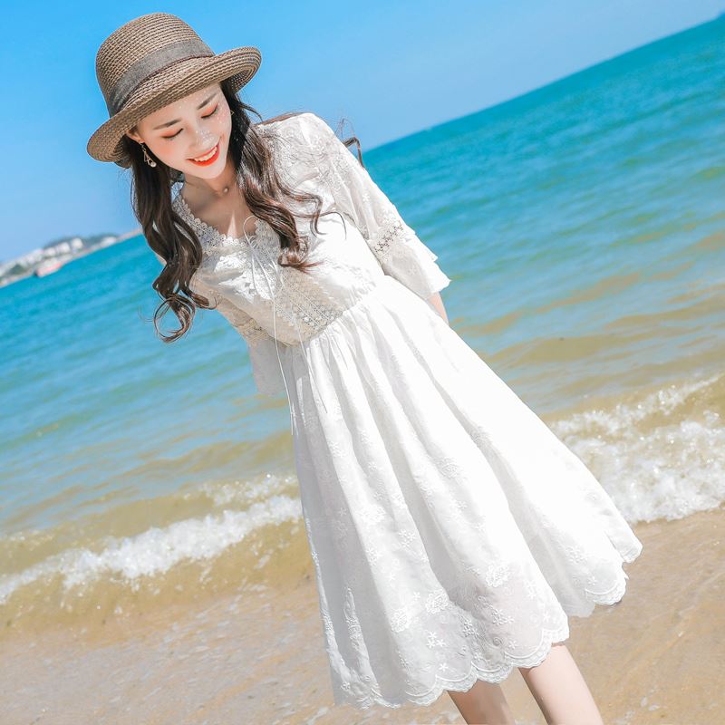 【两件套送安全裤】度假◆长裙沙滩裙女夏2021新款雪纺连衣裙海边�裙