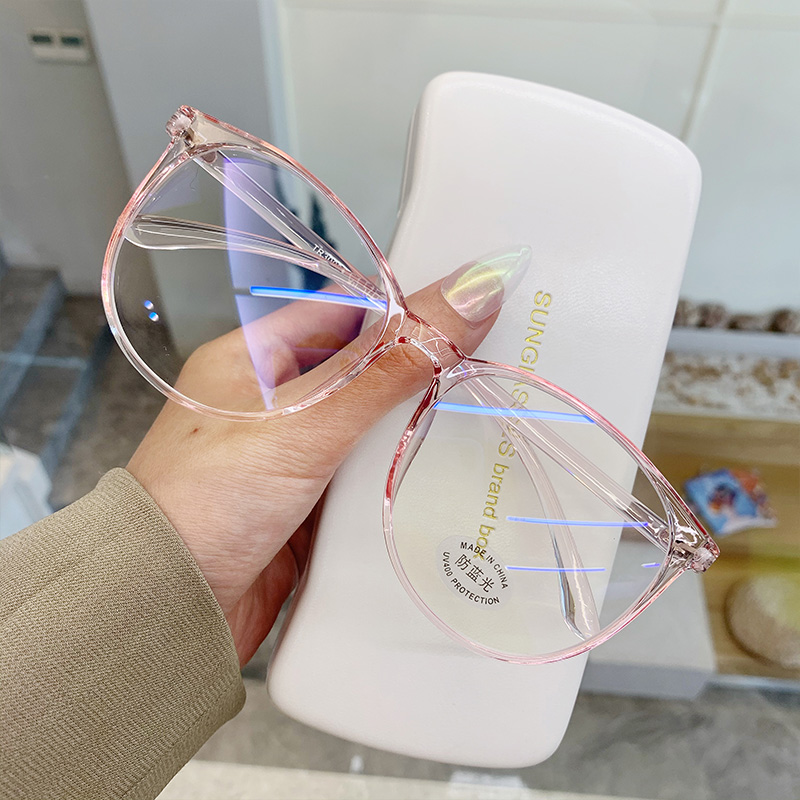 Transparent Powder / Tr30005Anti blue light radiation Retro Large frame face without makeup Plain glasses Quotations from Chairman Mao Zedong Eyeglass frame ins Can match Myopia glasses Thin face