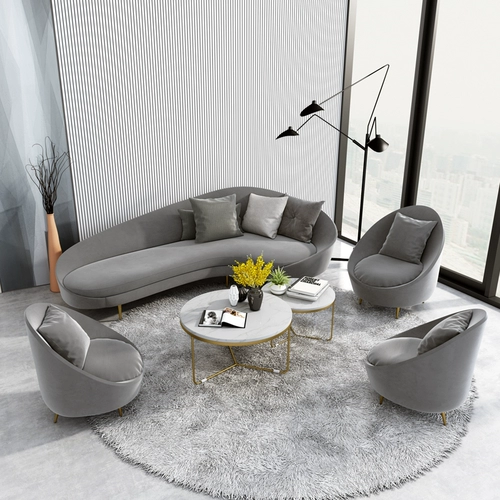 Современные румяна, ткань, диван, журнальный столик, легкий роскошный стиль, популярно в интернете, комплект
