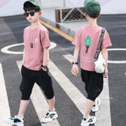 Quần áo bé trai mùa hè 2019 phiên bản mới của Hàn Quốc cho bé trai lớn tay ngắn mùa hè hai mảnh. - Phù hợp với trẻ em