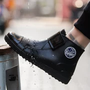 Kéo trở lại giày đi mưa thời trang nam ngắn ống mưa thấp để giúp giày cao su chống trơn trượt giày không thấm nước giày cao gót nhà bếp - Rainshoes