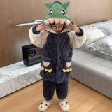 Динозавр для мальчиков, демисезонная детская фланелевая стеганая флисовая коралловая бархатная пижама, подходит для подростков