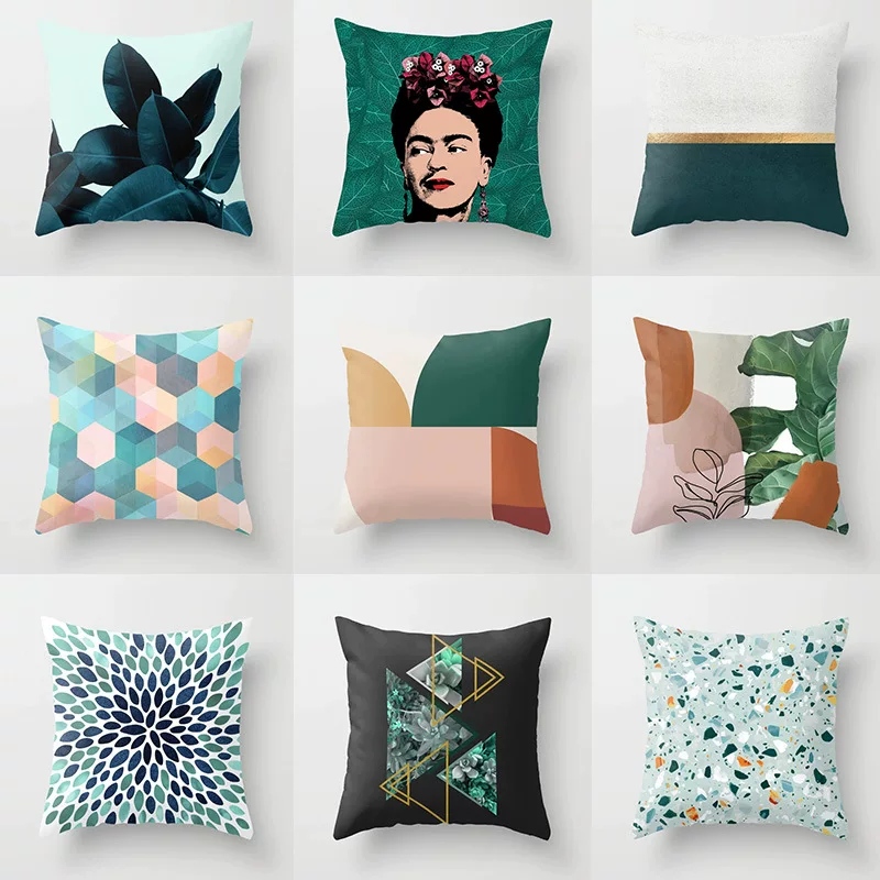 Green geometric pillowcase home sofa decoration pillow