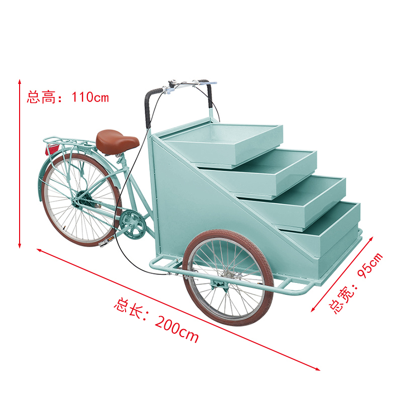 Green Body (Brown Wheel) Without Umbrellaoutdoors Selling car scenic spot Float move Exhibition Promotion desk Internet celebrity Commercial Street market move Vending car dining car