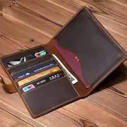 Châu Âu trạm ngựa điên da tài liệu đơn giản túi retro lớp da đầu tiên handmade hộ chiếu túi siêu mỏng ví da gói - Túi thông tin xác thực