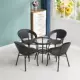 Ghế mây Ningqi bộ ba món bàn cà phê nhỏ ban công bàn ghế nhỏ sân ngoài trời hiện đại đơn giản kết hợp đơn Teng dệt ghế