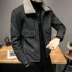 Áo khoác nhung da dày nam xu hướng ngắn đẹp trai cổ áo lông thú mát mẻ ve áo mùa đông 2019 áo khoác da mới - Quần áo lông thú