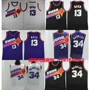 Áo bóng rổ NBA số 13 Nash 34 Barkley White Purple Vintage thêu bóng rổ - Thể thao sau