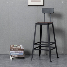 Барный стул 工业风铁艺实木酒吧椅奶茶店咖啡厅高脚凳餐椅现代简约靠背吧台椅