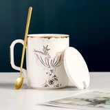 Nordic Style INS Рисование Джиншанг Закка Керамическая Кубка русалки с ложкой Creative Mark Cup Cuffes Cup Cup