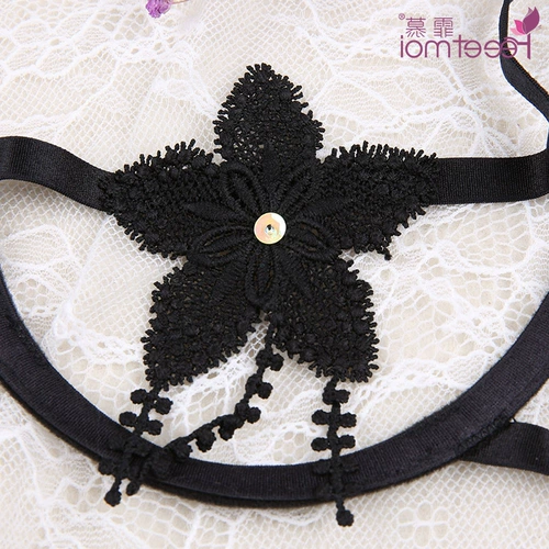 水 水 趣 趣 Вода -Сорастворимый вышитый цветочный полый сексуальный женский три -точечный браслет -костюм 7156+7157