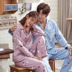 Bộ đồ ngủ đôi cotton nữ mùa hè dài tay mới phiên bản Hàn Quốc của dịch vụ gia đình mùa xuân và mùa thu nam có thể mặc một bộ đồ - Pyjama pyjama nữ Pyjama