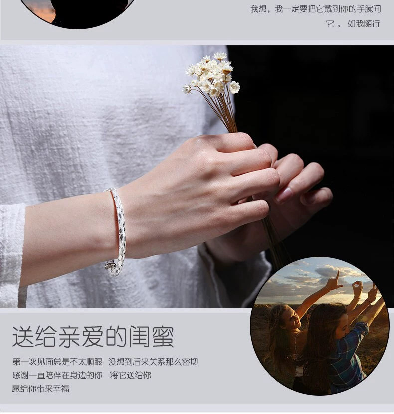 Silver bracelet, accessory, silver 999 sample, Korean style, 925 sample silver