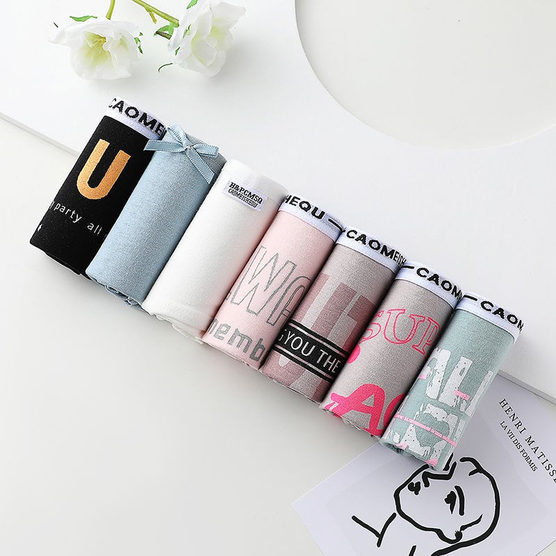 214210 # & 7-Pack & All Cotton Girl-pu8underpants female summer ma'am Cotton girl pure cotton girl student solar system Big size No trace student Korean version lovely Sweet