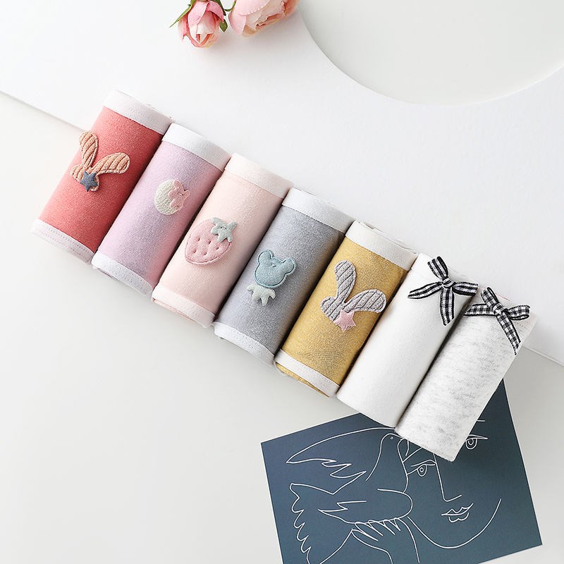 214222 # & 7-Pack & All Cotton Girl-871underpants female summer ma'am Cotton girl pure cotton girl student solar system Big size No trace student Korean version lovely Sweet