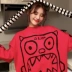 áo sơ mi họa tiết Mùa thu đông 2019 phiên bản Hàn Quốc mới của phong cách graffiti phóng khoáng Harajuku cộng với nhung dày áo len chui đầu áo khoác xu hướng nữ sinh áo sơ mi pierre cardin Áo sơ mi