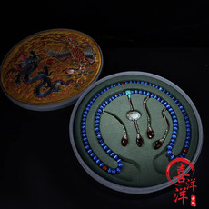 Украшения на шею 古董文玩清代朝珠猫眼石东珠手串108项链女乡下收带盒老物件