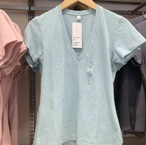 Umiqio/u Home 2023 Летняя универсальная повседневная простой простая бамбуковая писательская пряжа V-образный выстрел футболка с коротки