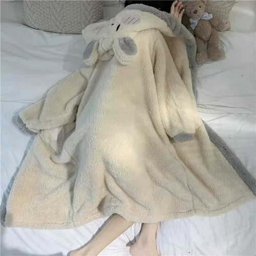 Демисезонная коралловая бархатная пижама, милый комплект для школьников, утепленный банный халат